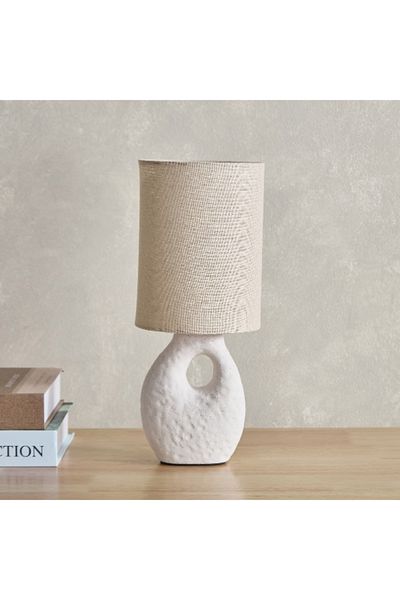 Home Box Amelie Table Lamp with Ceramic Base and Linen Shade - 32 cm