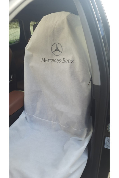 Cebeci MERCEDES Logolu beyaz tela oto servis kılıfı (2,li paket)