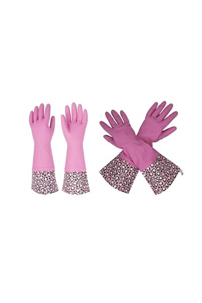 GLOVELY HANDS Temizlik, Bulaşık Eldiveni Lateks Ekstra Uzun Kollu Desenli Tek...
