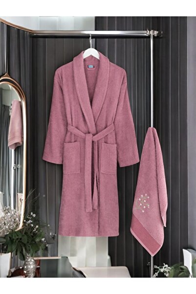 COTTONQUEEN طقم روب حمام من Zena للجنسين باللون البرقوقي مكون من قطعتين