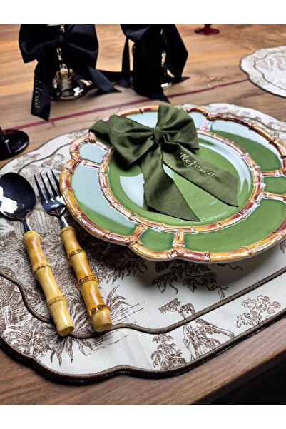 ref crea Toile De Jouy 2'li Amerikan Servis Kahverengi