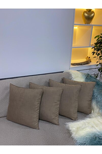 Home لون القهوة 2 قطعة 45*45 غطاء وسادة من الكتان - نسيج ناعم