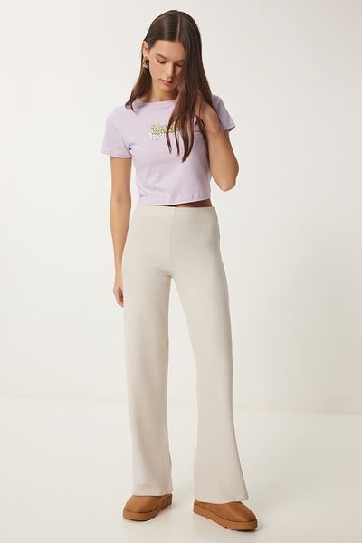 Lovelyİstanbul Wide Leg Comfortable Soft Pants Beige Lub0073