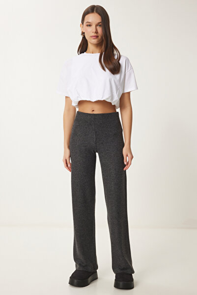 Lovelyİstanbul Geniş Paça Rahat Yumoş Pantolon ANTRASİT LUB0073
