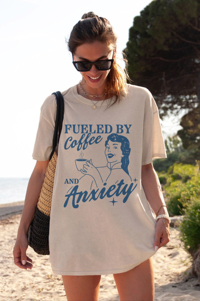 Jose Clothing Women's White Self Patterned Crew Neck Oversize Cut T-Shirt