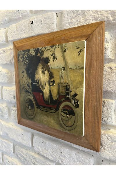 woodhomeworks Панел за картина с масивна рамка от естествен камък и мрамор 26x26 см