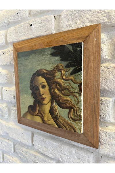 woodhomeworks Панел за картина с масивна рамка от естествен камък и мрамор 26x26 см