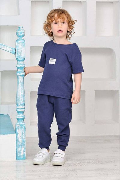MİLANO KİDS Boy New ̇ Season Waffle Fabric Bottom Top Tracksuit Set
