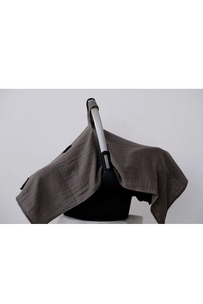 runbaby 75X100Cm Name Embroidered Muslin Stroller Cover - Double Layer Anthracite
