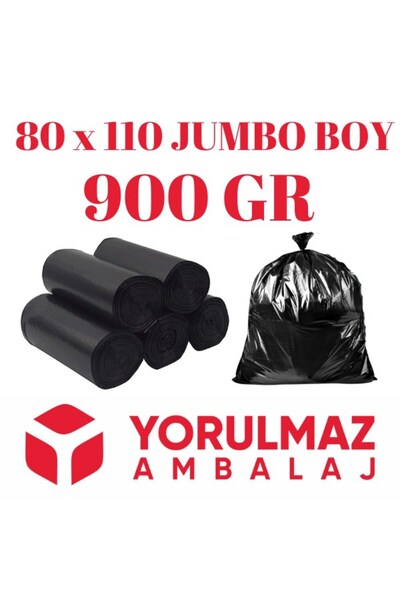 yorulmaz ambalaj 80x110 900 Gr Endüstriyel Jumbo Boy Ekstra Kalın Çöp Torbası...