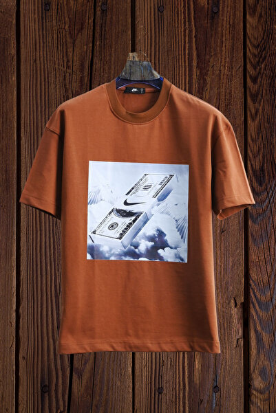 FECCY Βαμβακερό μπλουζάκι oversize με στάμπα MONEY WINGS