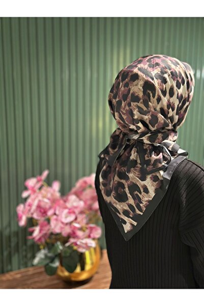 cilekscarf Leopar Desen Pamuk Eşarp Koleksiyon - Mürdüm