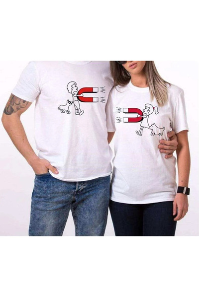 FECCY Tricou cu magnet din bumbac pentru cupluri de îndrăgostiți Combinație p...