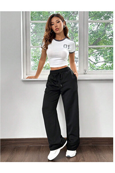 CAONNES Μαύρο Ελαστικό και Άνετο Αθλητικό Παντελόνι Φόρμας Υψηλής Ποιότητας σ...