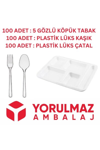 yorulmaz ambalaj 100 Kişilik Kullan At Toplu Yemek Seti 5 Gözlü Köpük Tabak, ...
