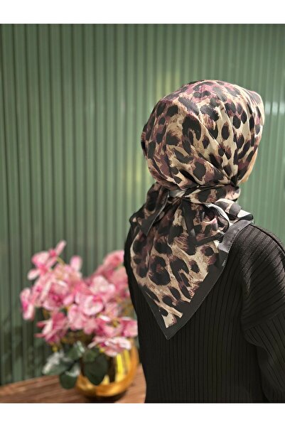 cilekscarf Leopar Desen Pamuk Eşarp Koleksiyon - Mürdüm
