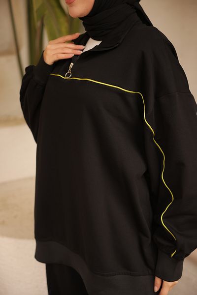 Wovi Moda Σετ αθλητικής φόρμας Hijab - Γυναικείο, Σετ δύο τεμαχίων, γιακάς με φερμουάρ