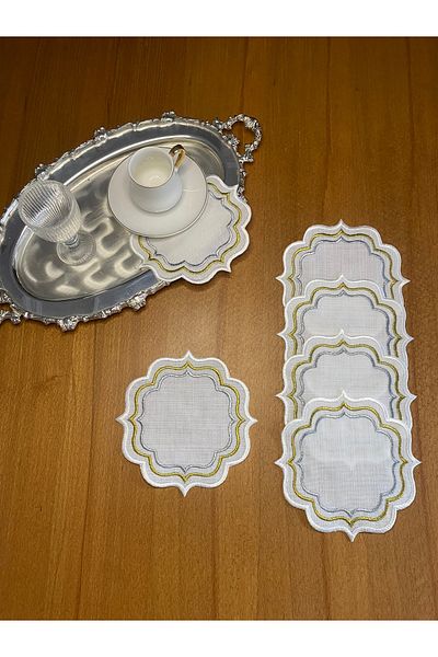 Smiling Home 6Pcs Linen Ecru Color Stylish Dubai Model Cocktail Presentation Napkin