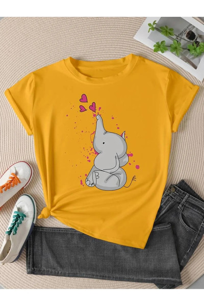 Wish BF عزيزي الفيل منقوشة تي شيرت المرأة