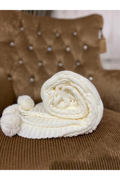 Madame Suzie De Paris Ygt Home Knitwear Knitted Tv Blanket - Leg Shawl - Bone...