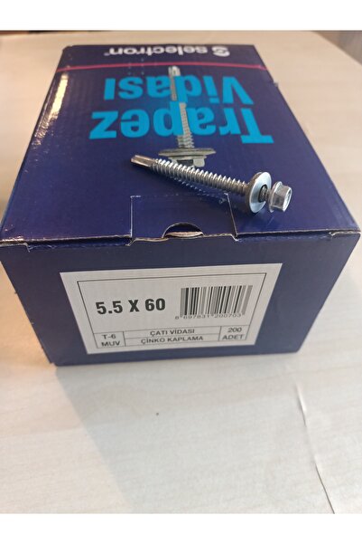 Selectron Trapez Vidası Çatı Vidası Çinko Kaplama 5.5x60 (200 ADET KUTULU)