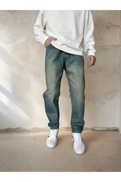 OHEPMODA Ανδρικό φαρδύ τζιν παντελόνι με εφέ πλυσίματος