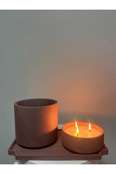 AFAM HEDİYELİK 3 Parçalı Kiremit Kırmızı Renkli Dekoratif Beton Orkide Saksı ...