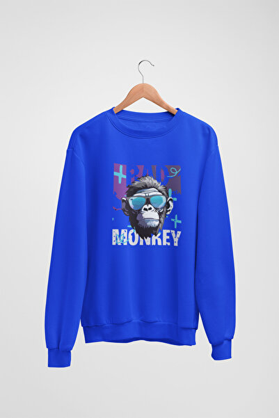 Butik Tricou unisex cu mânecă lungă MONKEY Transfer cu imprimeu guler rotund ...