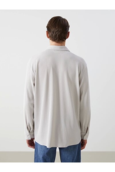 LC Waikiki Lcw Vision Бежева зручна модель з довгими рукавами чоловіча сорочка з фактурною тканиною