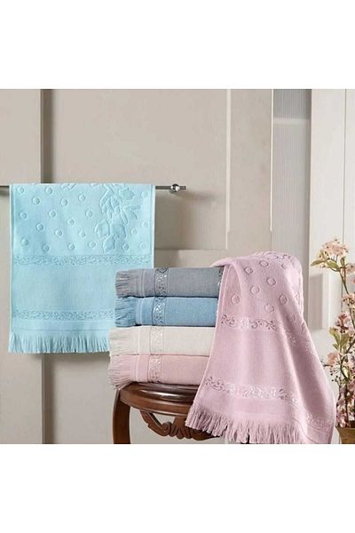 AYHOME 6 Pieces 50x90 Etamine Jacquard - Fringed Soft Hand Face Towel Cross Stitch Embroidery Towel