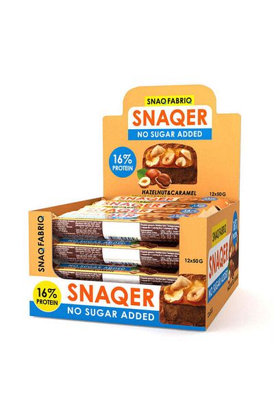 SNAQ FABRIQ Snaqer Protein Bar, Hazelnut Caramel, Box of 12 Pieces