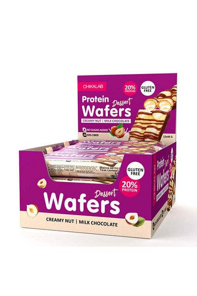 CHIKALAB Protein Wafer, Creamy Nut Dessert, Box of 12 Pieces