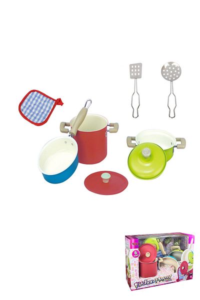welcomein 8 Piece Pink Toy Pots Set - Realistic Design