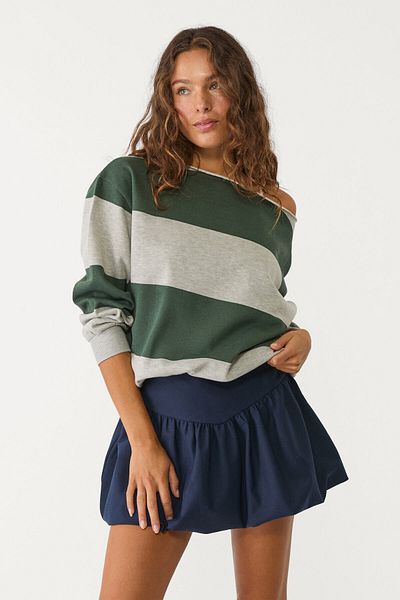 Stradivarius Striped sweatshirt with exposed shoulders