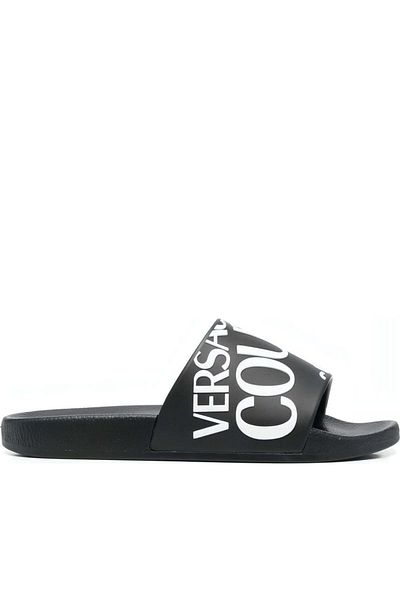 VERSACE JEANS COUTURE Black Slippers Womens Shoes