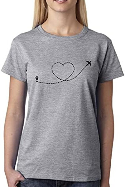 Wish BF السفر القلب المعتاد تي شيرت