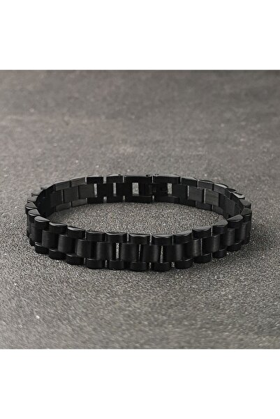 ANGELSS JEWELLERY سوار رجالي من الكوردون الأسود (سوار من الفولاذ باللون الأسود)
