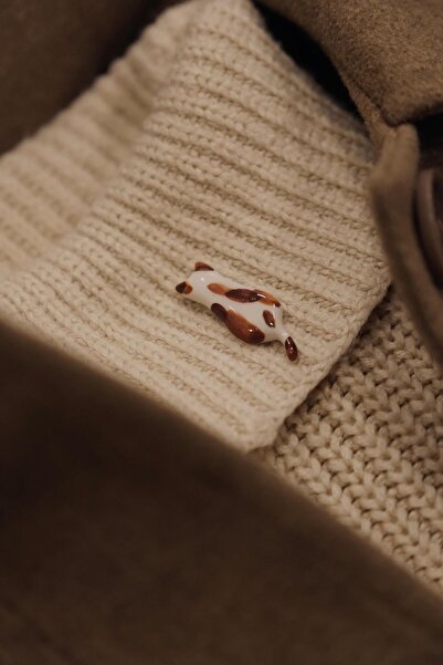 YAKA ART Kedi Porselen Broş - Rozet - Pin - Yaka İğnesi