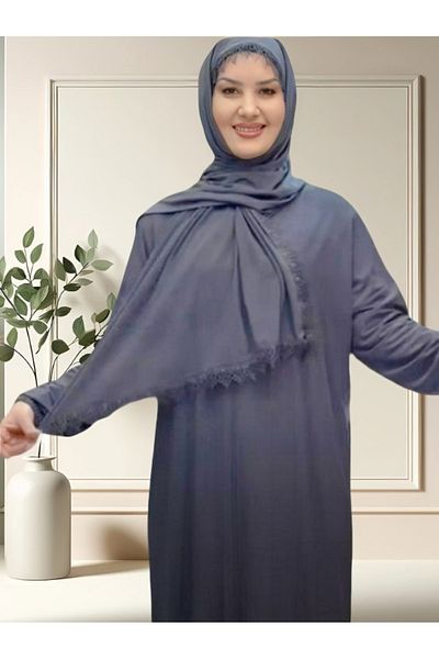 samu butik Hijab One Piece Lycra Sandy Prayer Dress - Does Not Show Inside