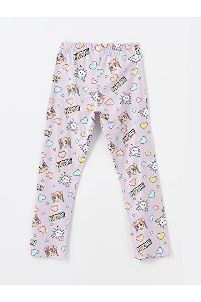 LC Waikiki Ecru Crew Neck Printed Short Sleeve Girls Pajama Set