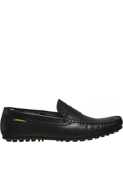 SALAMANDER Black Moccasins Mens Shoes