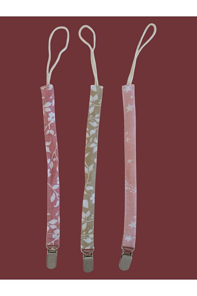runbaby Run Baby Patterned Muslin Pacifier Strap 3 Pieces