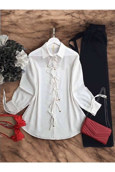 TCN 5500 Model Shirt Tunic - Shahın Sleeve and Front Lace Button