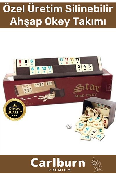 Carlburn Premium Antibacterial Dirt-Resistant Scratch-Resistant Erasable Gold Wood Home Cafe Okey Set