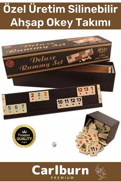 Carlburn Antibacterial Dirt-Resistant Scratch-Resistant Erasable Gold Wood Home Cafe Okey Set