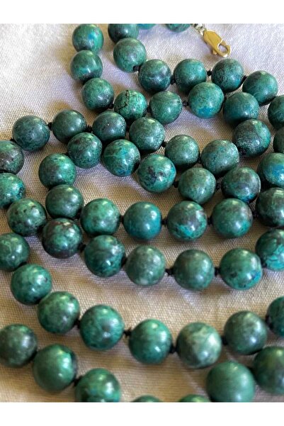 SESİKA HOBİ Orijinal Doğal Taş A Kalite Desenli Zümrüt 8 Mm 1 Dizi Ortalama 4...