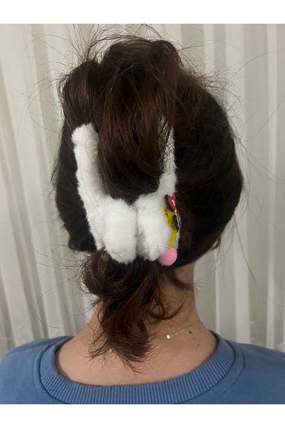 alsaccessories Cataramă albă de pluș - 12 cm, două bucăți