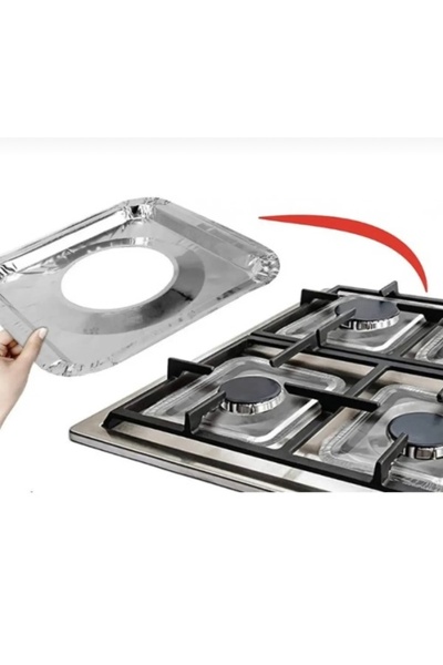 abnturk 10 Adet Kare Alüminyum Ocak Gözü Koruyucu Plakalar 23x23cm Ocağın Ömrünü Uzatan Yağ Koruyucu Levhala