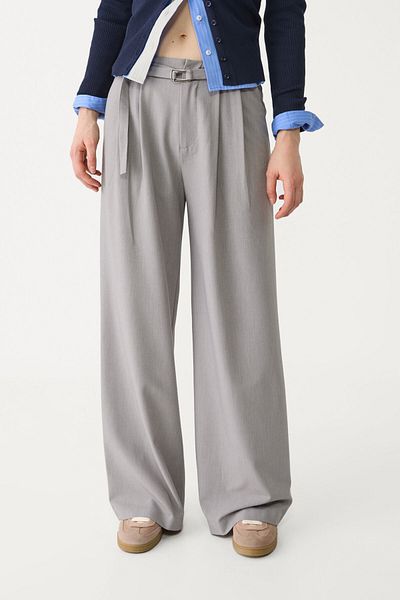 Stradivarius Smart wide-leg trousers with buckle detail