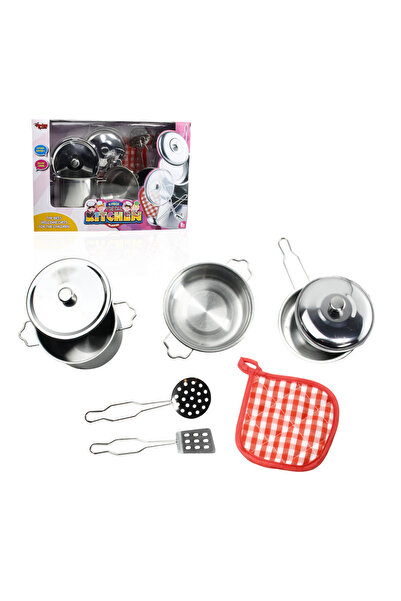 welcomein Toy 8 Piece Steel Cookware Pan Set Realistic Design
